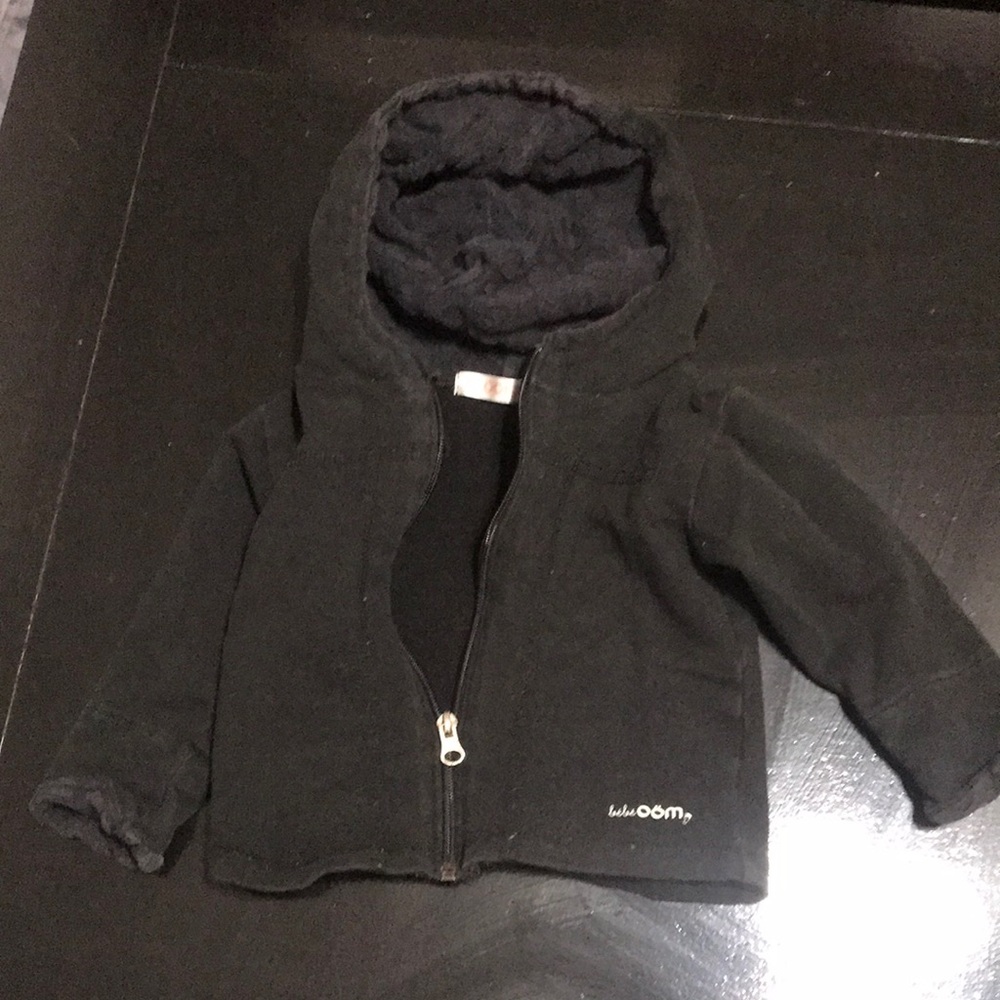 Black Hooded Zip-Up Jacket for Kids